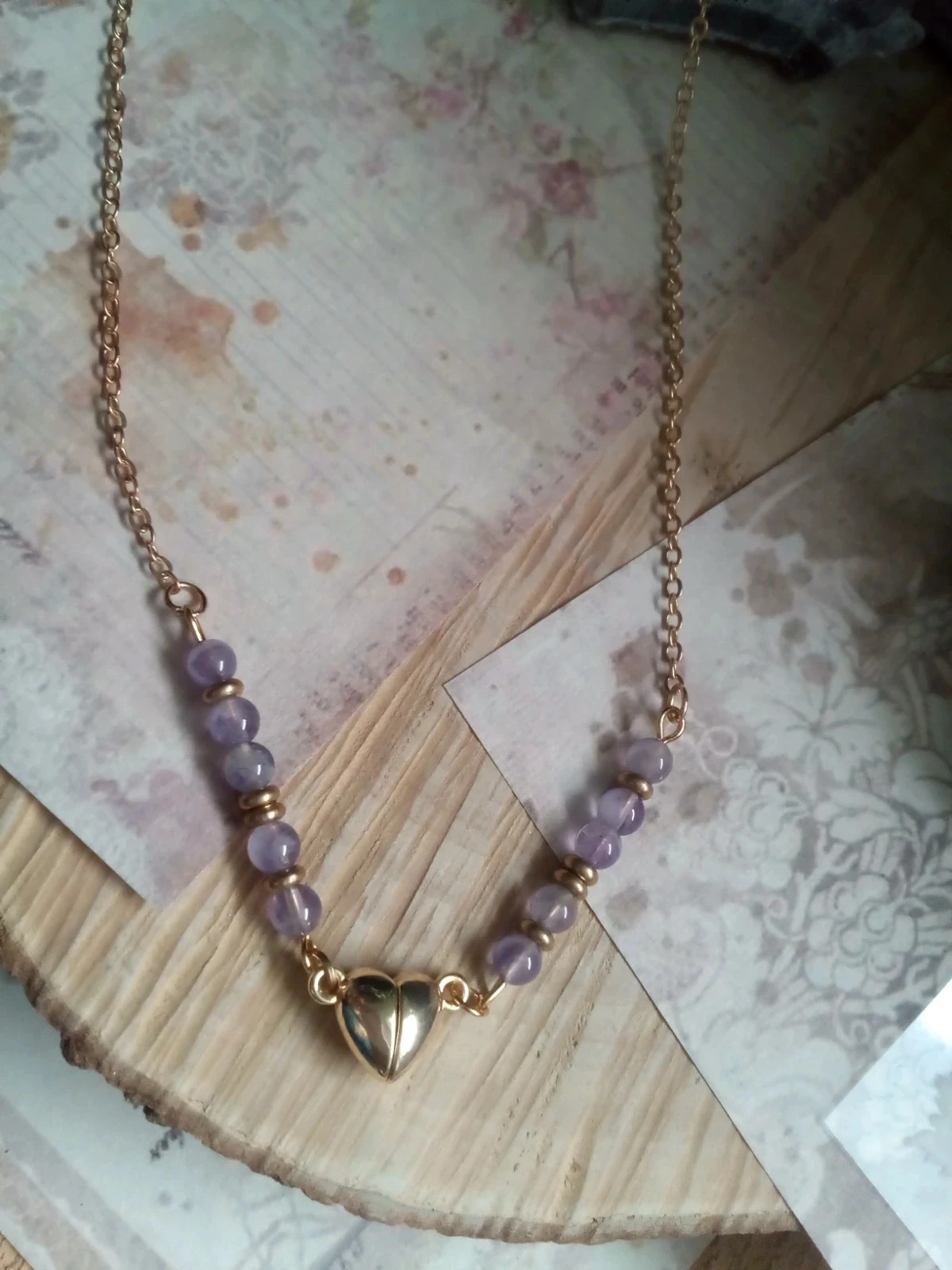 Collier bohème pierres améthyste 💜 . – photo 3